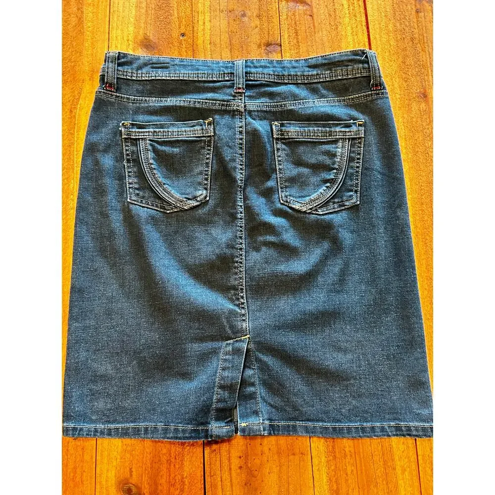 Vintage Y2K Wrangler Medium Wash Denim Skirt Womens 10M Mid Rise Pencil Jean EUC
